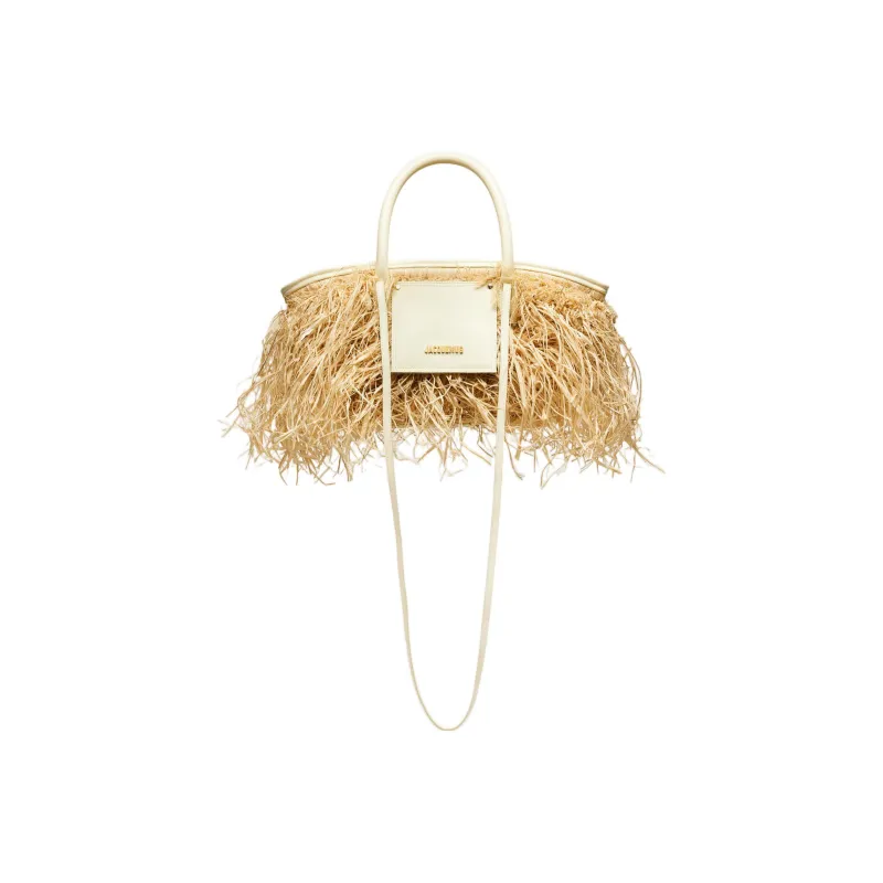 Jacquemus Raffia Shoulder Bag, Crossbody Bag, Handbag Regular Women's Light Yellow-4