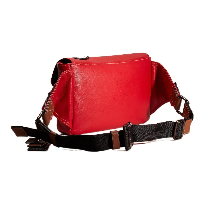 COACH Pacer Leather Sling Bag Fanny Pack Medium Size Men's Red-1