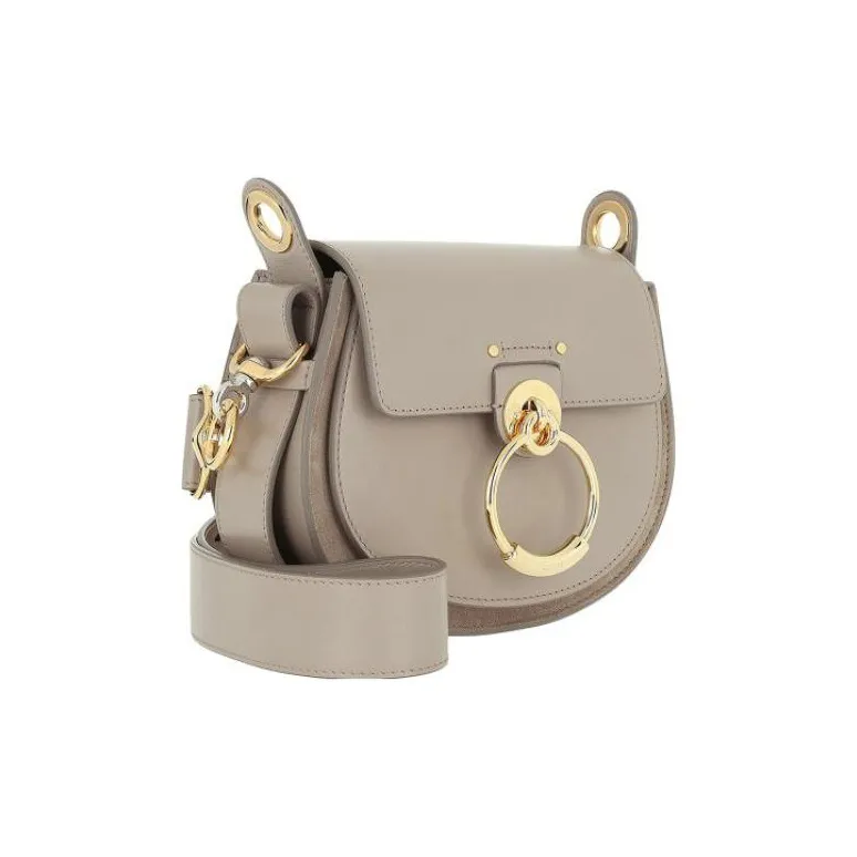 Chloe Tess Calfskin Patchwork Suede Wallet, Handbag, Crossbody Bag, Shoulder Bag Trumpets Women's Gray White-1