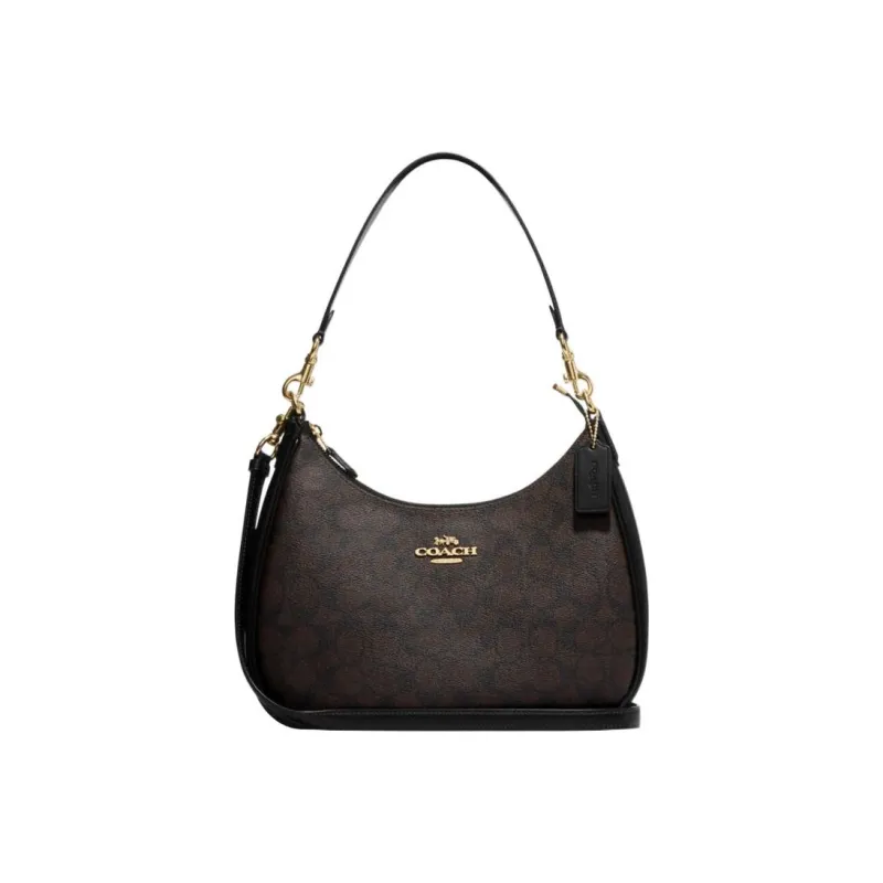 COACH Hobo Leather Saddle Bag, Handbag, Shoulder Bag Women's Black-0