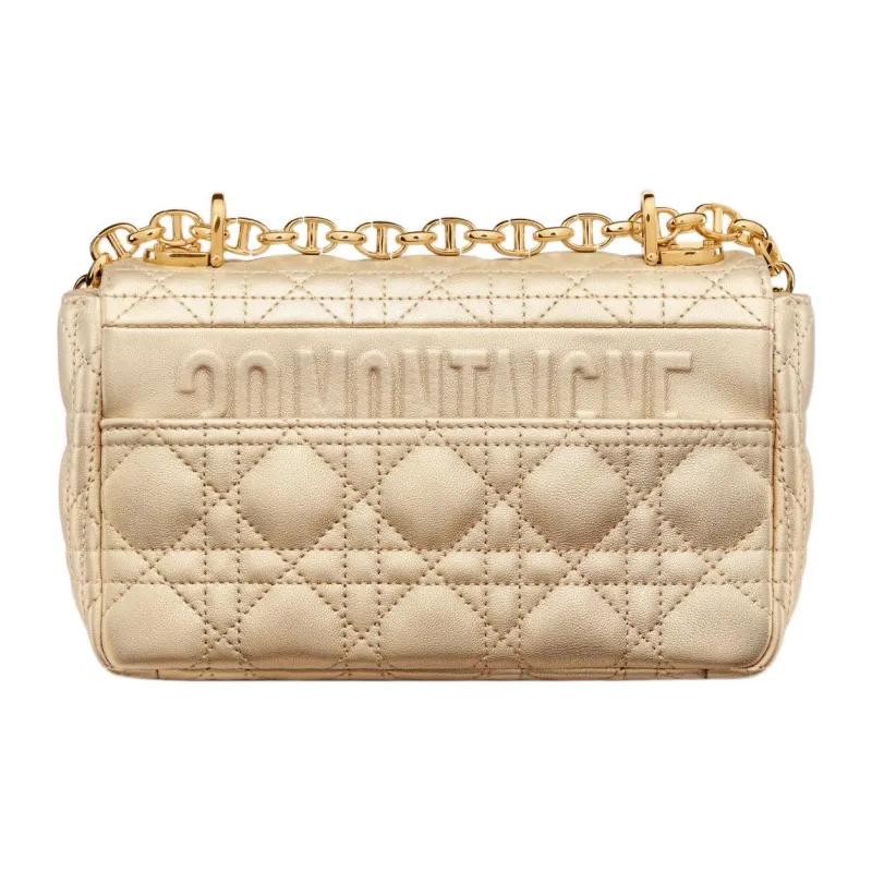 DIOR Caro Sheepskin Chain Bag Shoulder Bag Crossbody Bag Small Size Women's Gold-2