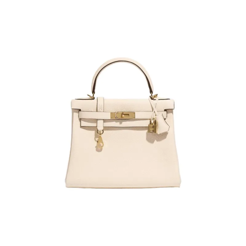 HERMES Kelly Togo Calfskin Kelly Bag Handbag Regular Women's Cream White-0