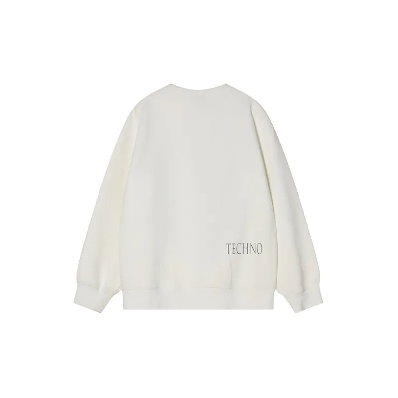 TCH Sweatshirts Unisex White With Black Logo-1