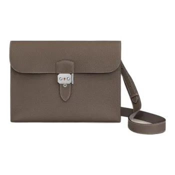 HERMES Sac A Depeches Cow Leather Messenger Bag Shoulder Bag Crossbody Bag Regular Men's 8F Gris ÉTain Tin Gray