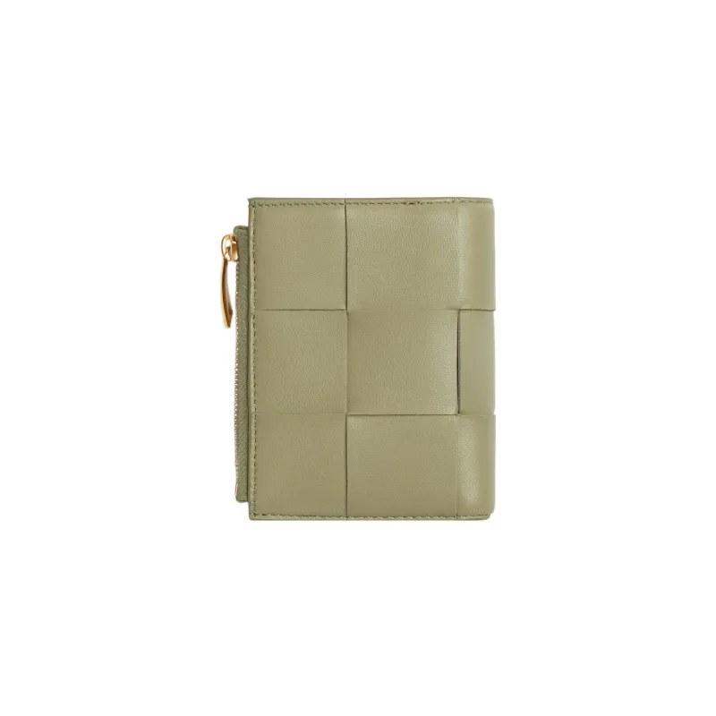 Bottega Veneta CASSETTE Sheepskin Wallet Trumpets Women's Cave Stone Green-1