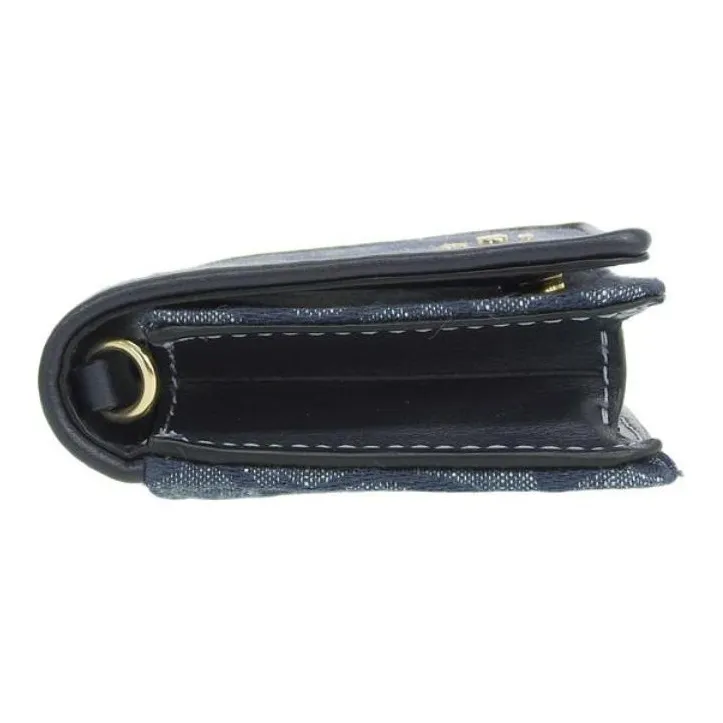 COACH Chambray With Smooth Leather Chain Wallet Clutch, Shoulder Bag, Crossbody Bag Mini Women's Denim Blue-6