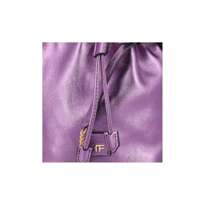 TOM FORD DISCO Cow Leather Bucket Bags Shoulder Bag Crossbody Bag Handbag Small Size Women's Fuchsia-5