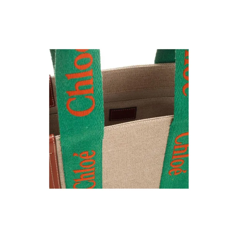 Chloe Canvas With Leather Canvas Bag, Handbag Tubas Women's Green-3
