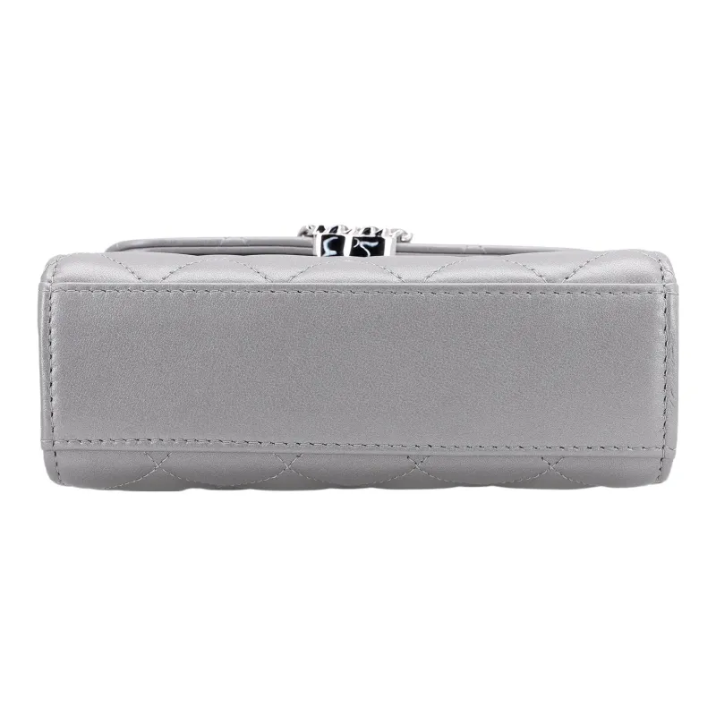 CHANEL 23P SS Lambskin Flap Bag, Clutch Handbag, Shoulder Bag, Crossbody Bag Women's Silver-3