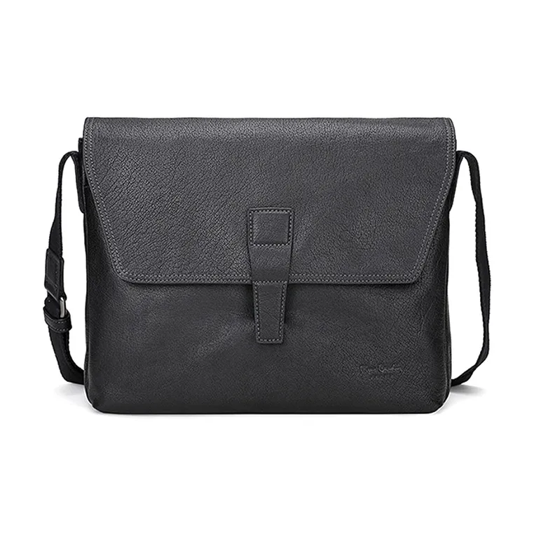 PIERRE CARDIN Soft Leather Backpack Shoulder Bag Medium Size Men's Black-1