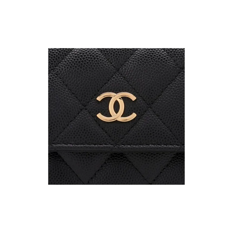 CHANEL WOC Grain Embossed Litchi Grain Calfskin Crossbody Bags Trumpets Women's Black-4