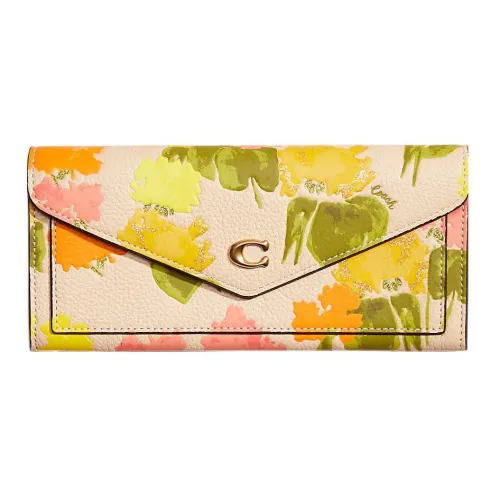 COACH Wyn Polished Pebbled Leather Handheld Coin Purse Wallet Small Size Women's Multicolor