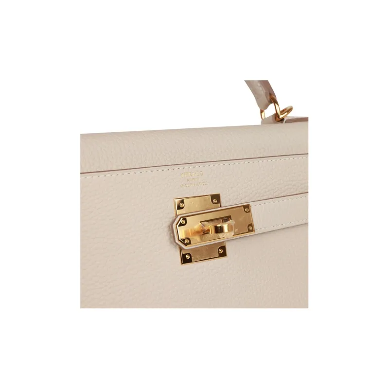 HERMES Kelly Togo Calfskin Kelly Bag Handbags Regular Women's 10 Craie Milkshake White-6