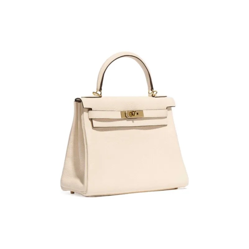 HERMES Kelly Togo Calfskin Kelly Bag Handbag Regular Women's Cream White-1