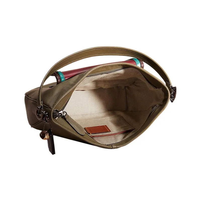 COACH Hobo Leather Shoulder Bag Hobo Bag Handbag Shoulder Bag Women's Army Green-2