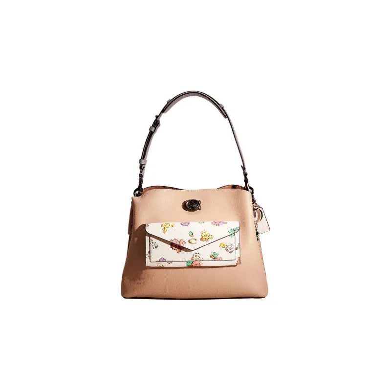 COACH Willow Leather Tote Bag Shopping Bag Handbag Shoulder Bag Large Size Women's Light Brown & White-0