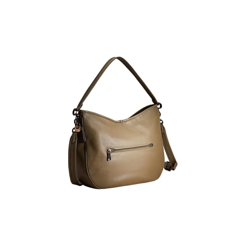 COACH Hobo Leather Shoulder Bag Hobo Bag Handbag Shoulder Bag Women's Army Green-1