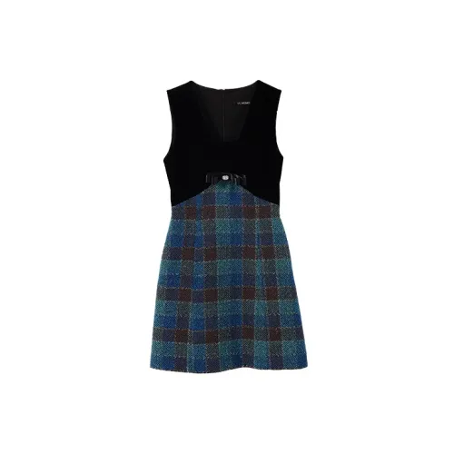 YUMOMO STAR Sleeveless Dresses Women's Blue/Green Plaid