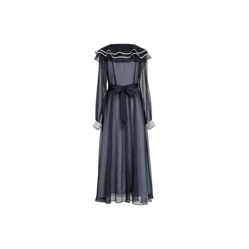 UNCLE PETERPAN Long Sleeved Dresses Women's Navy Blue-1