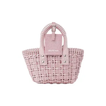 Balenciaga BISTRO Polyurethane Basket Bag, Shoulder Bag, Crossbody Bag, Handbag Extra Small Women's Pink