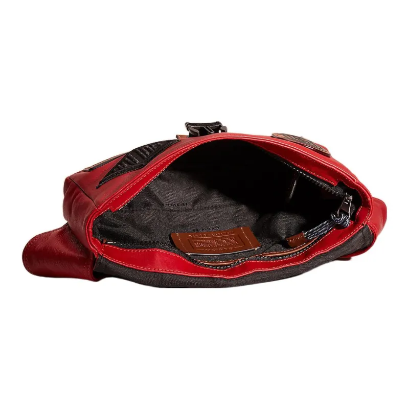 COACH Pacer Leather Sling Bag Fanny Pack Medium Size Men's Red-2