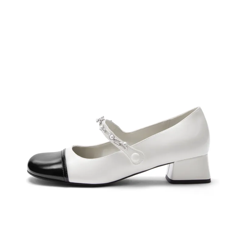 CHARLES&KEITH Small Ck Chunky Heel Mary Jane Shoes 3.6cm Women's-0