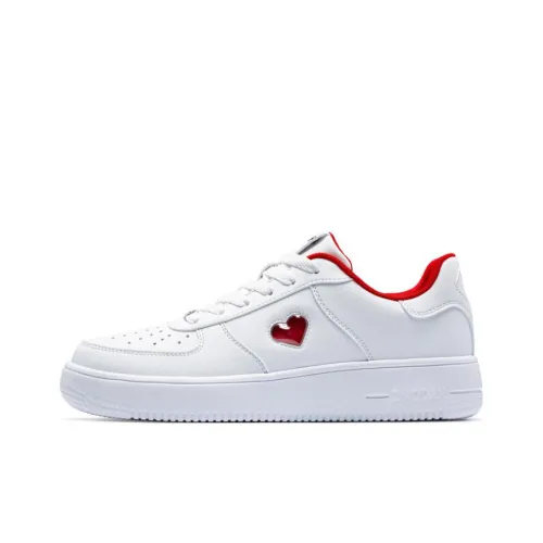 QIAODAN White Sneakers Abrasion Resistant Lightweight Chinese Resistant Low Top Skateboard Shoes Men's White Red Couple's