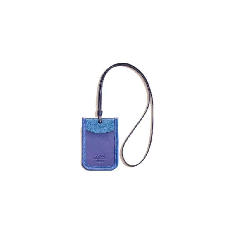 COACH Lanyard Leather ID Bag Merch Women's Blue & Purple-0