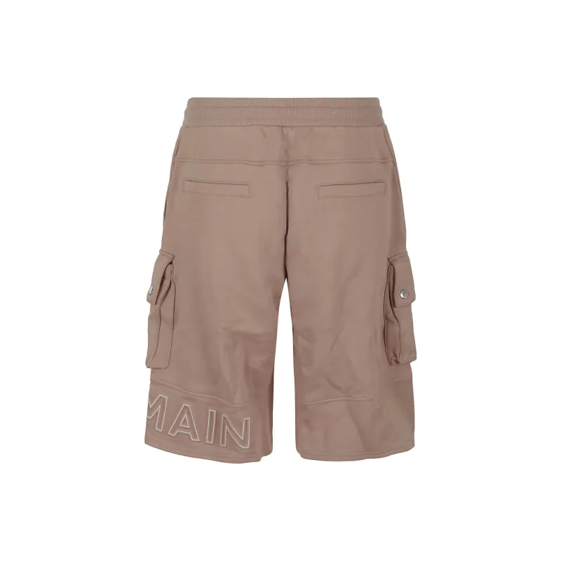 BALMAIN Embossed logo Cotton Bermuda Shorts-1