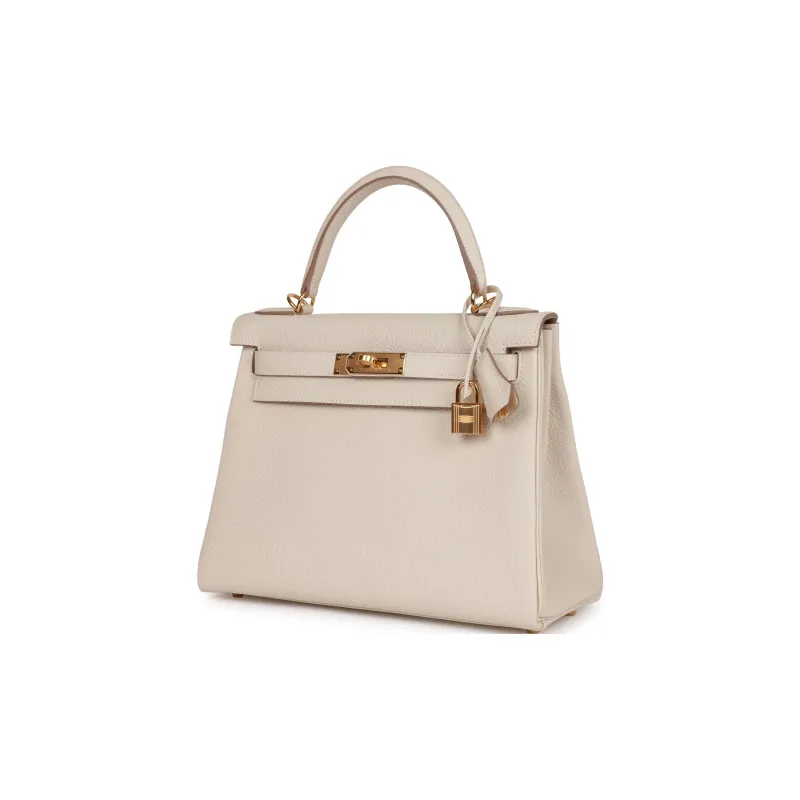HERMES Kelly Togo Calfskin Kelly Bag Handbags Regular Women's 10 Craie Milkshake White-2