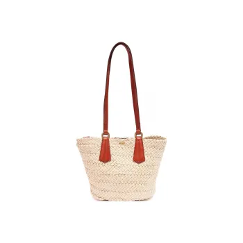 MaxMara Straw With Calfskin Bucket Bag, Handbag, Shoulder Bag Women's