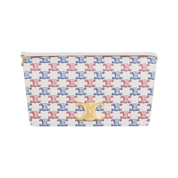 CELINE Triomphe Canvas With Calfskin Handbag Shoulder Bag Crossbody Bag Women's Blue/Red/White