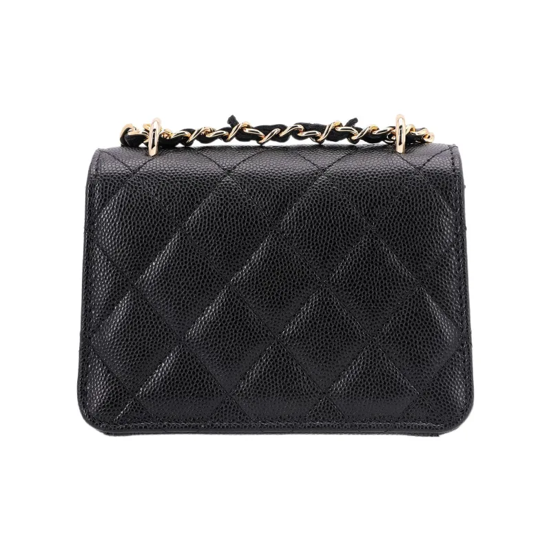 CHANEL WOC Grain Embossed Litchi Grain Calfskin Crossbody Bags Trumpets Women's Black-2