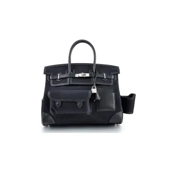 HERMES Birkin Cargo Canvas With Swift Cow Leather Birkin Bag Canvas Bag Handbags Unisex Noir Black