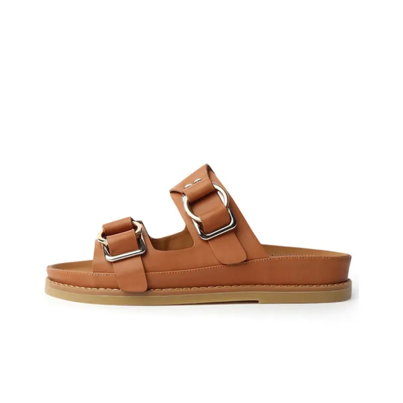 Tony Bianco Rubber Sole Slide Slippers Women's Brown-0