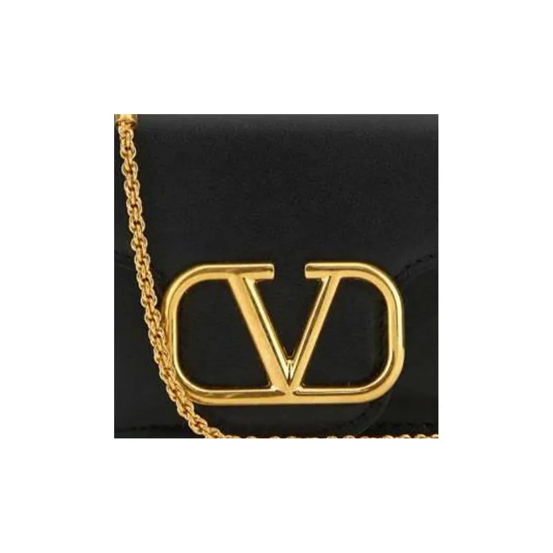 Valentino Leather Shoulder Bag Crossbody Bag Wallet Regular Women's Black-2