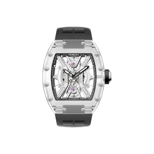 ROSDN Trendy Fashion Collection Automatic Mechanical Movement Silicone Strap Watch Men's Watches Cut Out Dial G2702