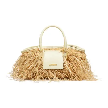 Jacquemus Raffia Shoulder Bag, Crossbody Bag, Handbag Regular Women's Light Yellow