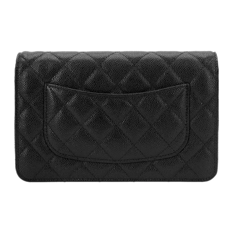 CHANEL Grain Litchi Grain Calfskin Shoulder Bag, Crossbody Bag, Wallet Women's Black-2