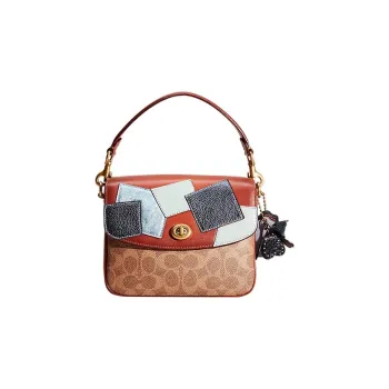 COACH Cassie Canvas With Leather Shoulder Bag, Crossbody Bag, Handbag Small Size Women's Tan