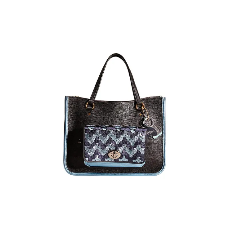 COACH Tyler Leather Tote Bag, Shopping Bag, Shoulder Bag, Crossbody Bag, Handbag Large Size Women's Black-0