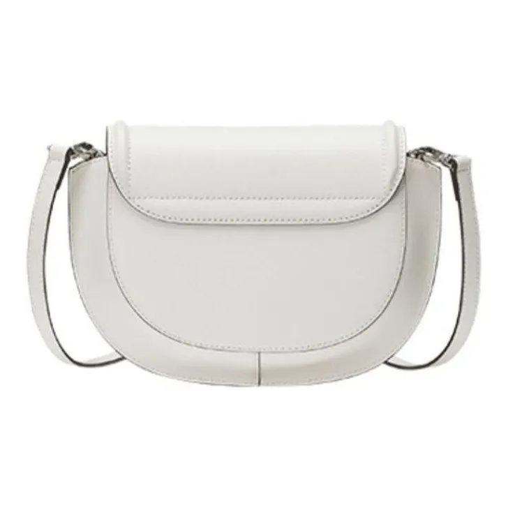 ORYANY Cow Leather Saddle Bag Portable Crossbody Bag Shoulder Bag Women's White-4