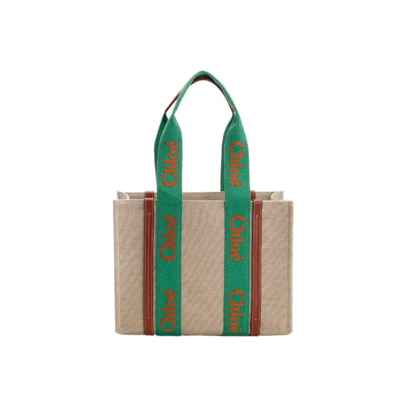 Chloe Canvas With Leather Canvas Bag, Handbag Tubas Women's Green-0