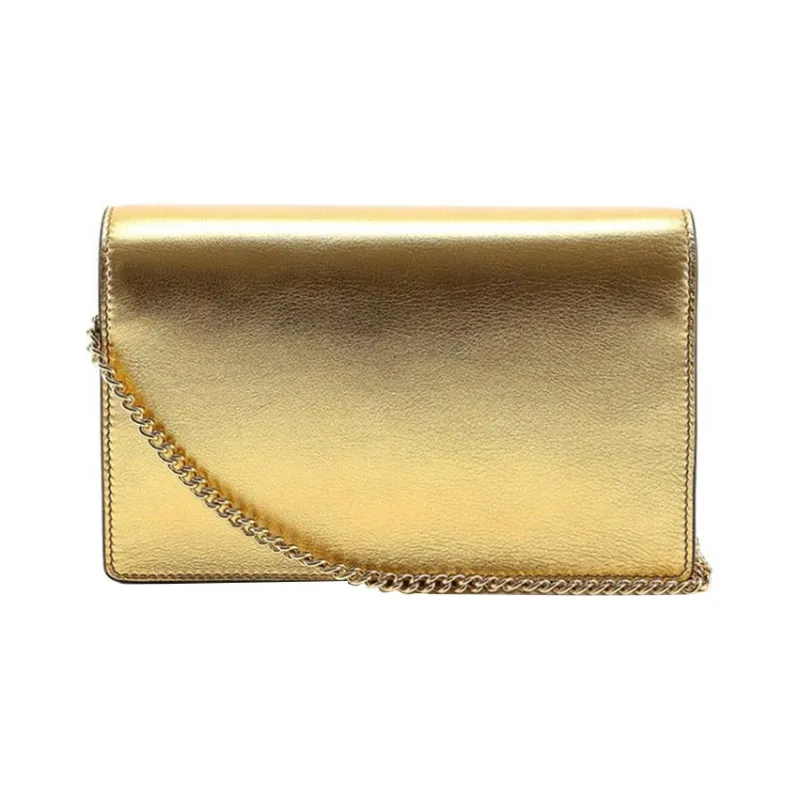 FENDI Leather Shoulder Bag Crossbody Bag Women's Gold-2