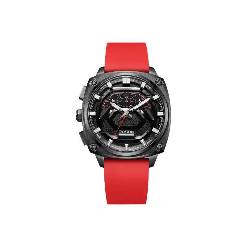ROSDN Vivobook Automatic Mechanical Movement Silicone Strap Watch Men's Watches Black Dial G3288-8