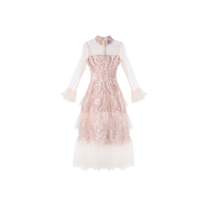 JINYE ORIENTAL Long Sleeved Dresses Women's Orange Pink-1