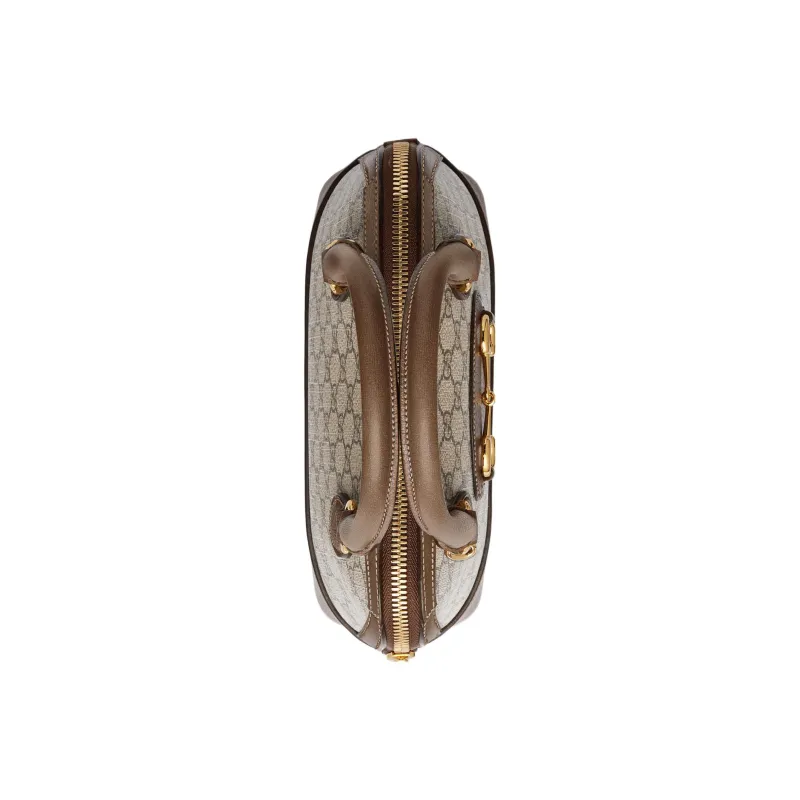 GUCCI Horsebit 1955 Canvas Dome Bag, Shoulder Bag, Crossbody Bag, Handbag Small Size Women's Ebony/Brown-4
