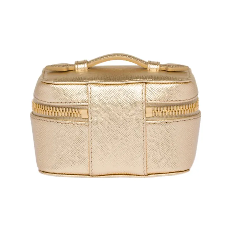 PRADA Leather Makeup Bag Women's Platinum-1