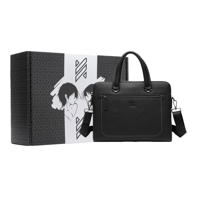 NOMK Top Grain Cow Leather Document Bag Shoulder Bag Crossbody Bag Briefcase Regular Unisex Black/Khaki/Blue-13