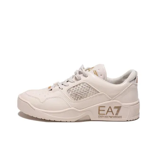 EMPORIO ARMANI EA7 Skateboard Shoes Unisex Low-Top Beige/Gold